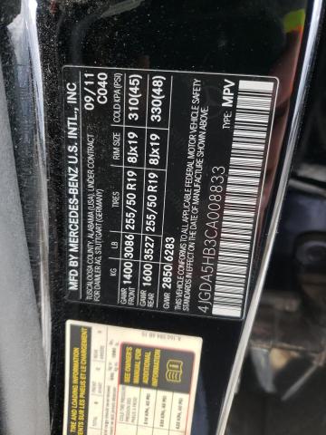 4JGDA5HB3CA008833 - 2012 MERCEDES-BENZ ML 350 4MATIC BLACK photo 13