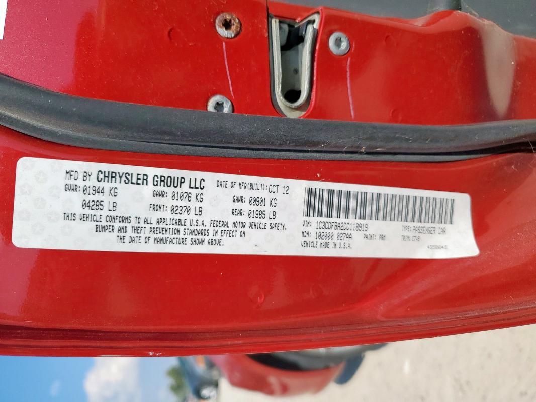 1C3CDFBA2DD118919 - 2013 DODGE DART SXT RED photo 12