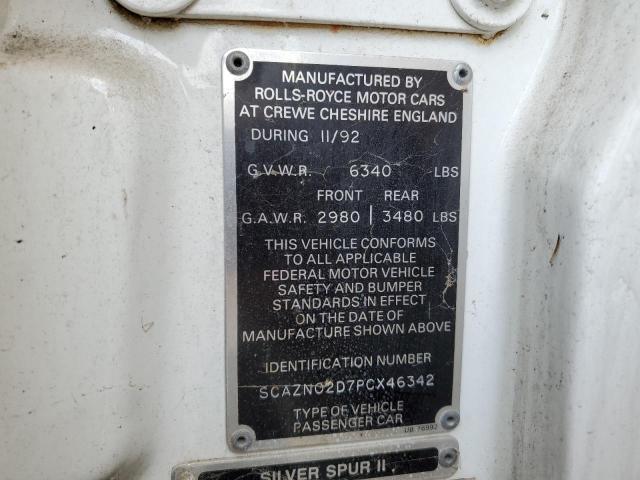 SCAZN02D7PCX46342 - 1993 ROLLS-ROYCE SILVER SPU WHITE photo 12