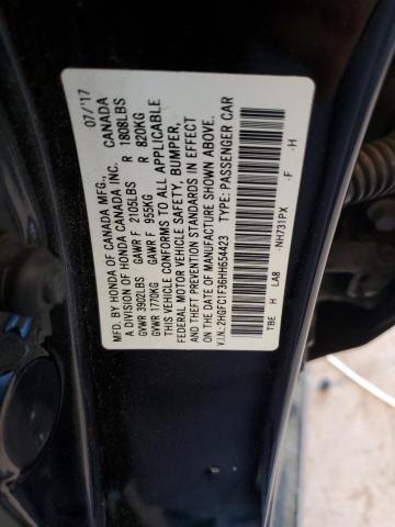 2HGFC1F36HH654423 - 2017 HONDA CIVIC EX შავი ფოტო 12