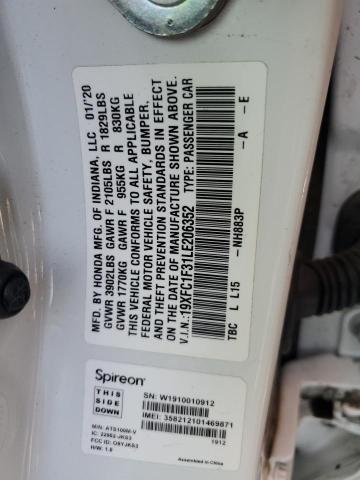 19XFC1F31LE206352 - 2020 HONDA CIVIC EX 白色 照片 12