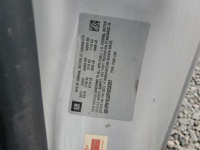 2G1FH1EJ2F9232357 - 2015 CHEVROLET CAMARO SS SILVER photo 12