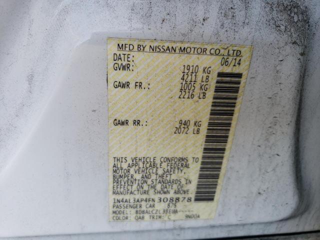 1N4AL3AP4FN308878 - 2015 NISSAN ALTIMA 2.5 白色 照片 12