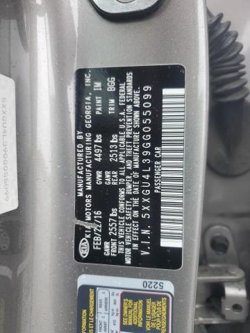 5XXGU4L39GG055099 - 2016 KIA OPTIMA EX GRAY photo 12