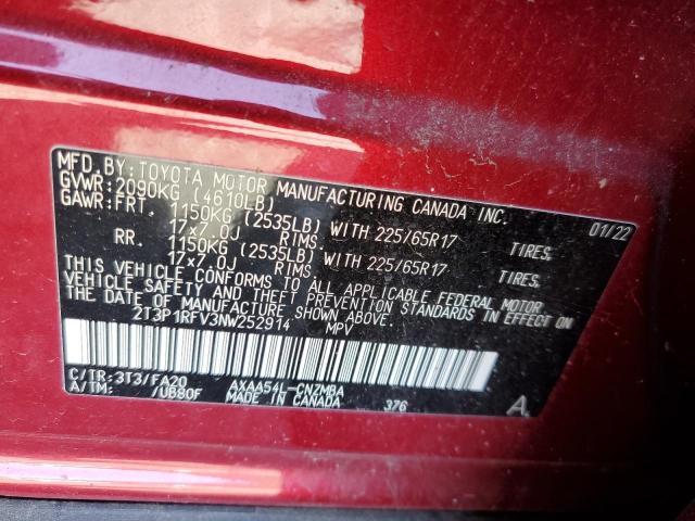 2T3P1RFV3NW252914 - 2022 TOYOTA RAV4 XLE Qırmızı foto 14