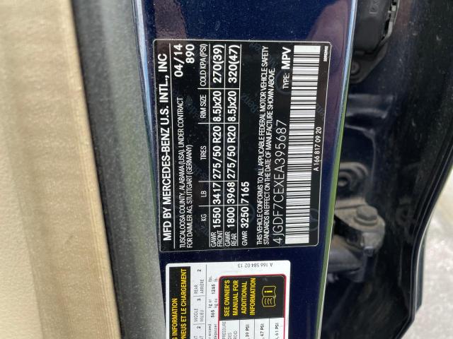 4JGDF7CEXEA395687 - 2014 MERCEDES-BENZ GL 450 4MATIC BLUE photo 10