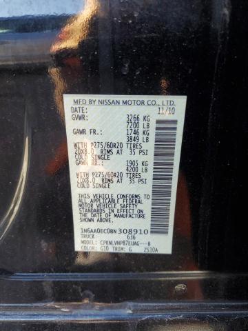 1N6AA0EC0BN308910 - 2011 NISSAN TITAN S BLACK photo 12