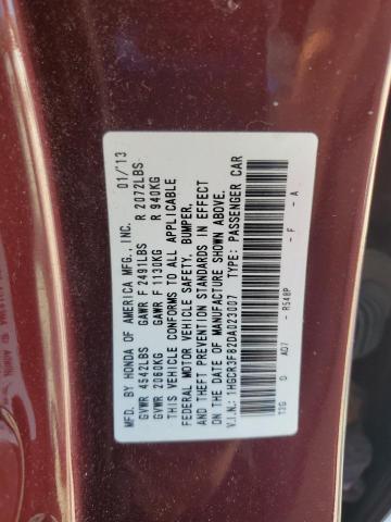 1HGCR3F82DA023007 - 2013 HONDA ACCORD EXL RED photo 12