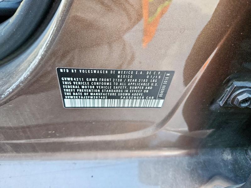 3VW2K7AJ2FM287492 - 2015 VOLKSWAGEN JETTA BASE BROWN photo 13