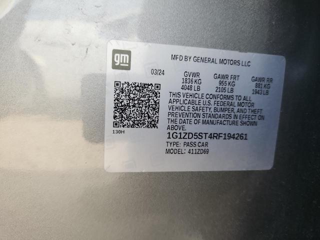 1G1ZD5ST4RF194261 - 2024 CHEVROLET MALIBU LT Сұр фото 12