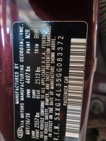 5XXGT4L35GG083372 - 2016 KIA OPTIMA LX 勃艮第红 照片 12