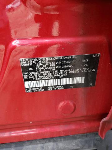 2T3RFREV8GW453626 - 2016 TOYOTA RAV4 XLE RED photo 14