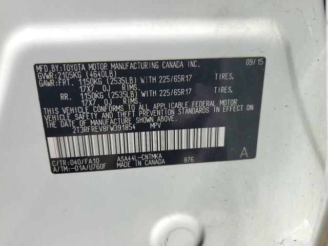 2T3RFREV8FW391854 - 2015 TOYOTA RAV4 XLE WHITE photo 13