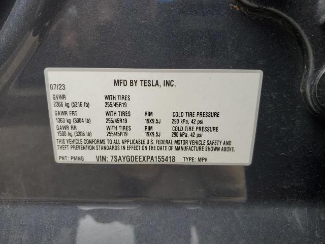 7SAYGDEEXPA155418 - 2023 TESLA MODEL Y GRAY photo 13