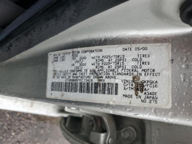 JT3GN86RXY0173416 - 2000 TOYOTA 4RUNNER SR5 SILVER photo 13