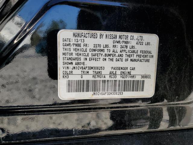 JN1CV6AP3DM306253 - 2013 INFINITI G37 BASE BLACK photo 12