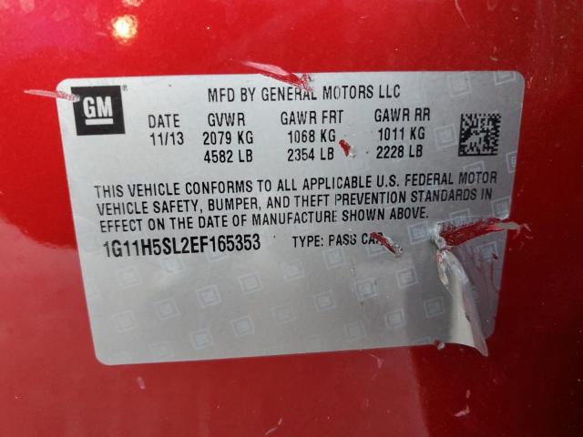 1G11H5SL2EF165353 - 2014 CHEVROLET MALIBU LTZ 红色 照片 12