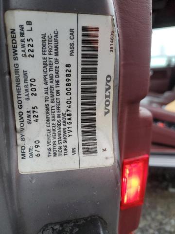 YV1GA8740L0089828 - 1990 VOLVO 760 SILVER photo 12