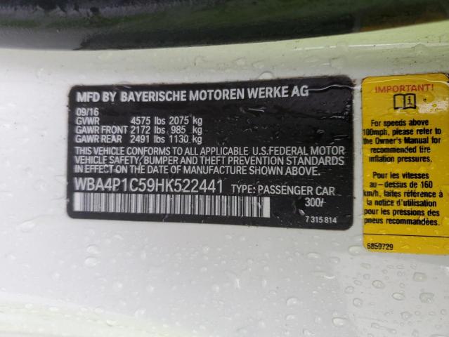 WBA4P1C59HK522441 - 2017 BMW 440I WHITE photo 12