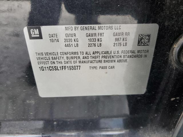 1G11C5SL1FF193077 - 2015 CHEVROLET MALIBU 1LT CHARCOAL photo 12