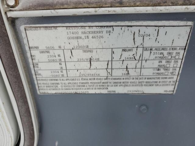 4YDF293264A215689 - 2004 KEYSTONE SPRINTER WHITE photo 10