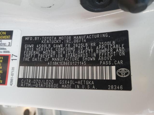 4T1BK1EB6EU121145 - 2014 TOYOTA AVALON BASE Weiß Foto 12