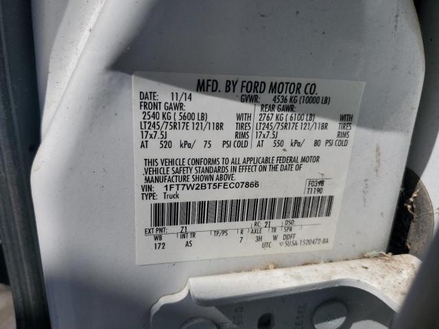 1FT7W2BT5FEC07866 - 2015 FORD F250 SUPER DUTY WHITE photo 12