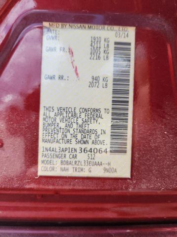 1N4AL3AP1EN364064 - 2014 NISSAN ALTIMA 2.5 RED photo 13