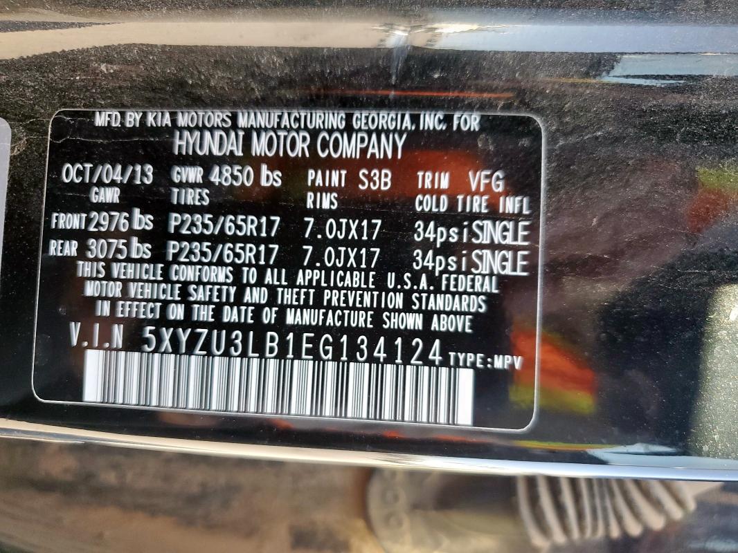 5XYZU3LB1EG134124 - 2014 HYUNDAI SANTA FE S 黑色 照片 13