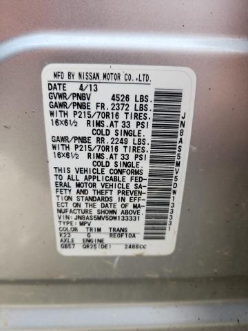 JN8AS5MV5DW133331 - 2013 NISSAN ROGUE S SILVER photo 12