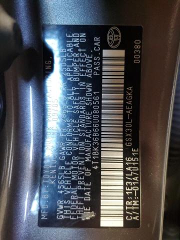 4T1BK36B66U080561 - 2006 TOYOTA AVALON XL 灰色 照片 12