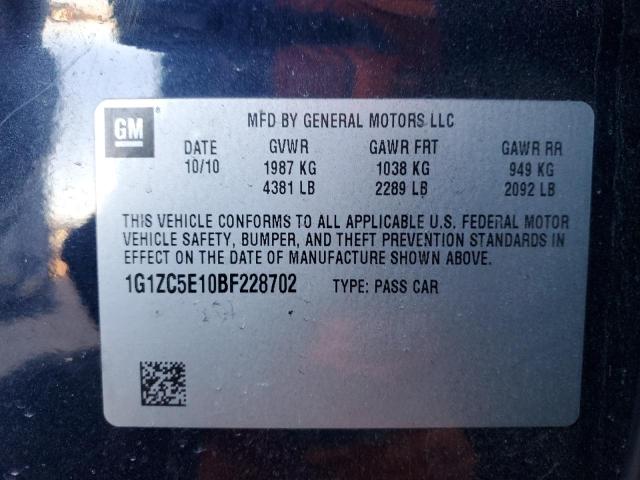 1G1ZC5E10BF228702 - 2011 CHEVROLET MALIBU 1LT BLUE photo 13