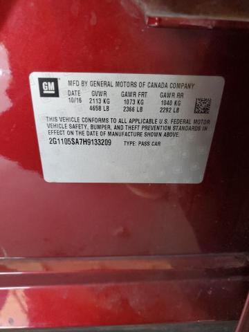 2G1105SA7H9133209 - 2017 CHEVROLET IMPALA LT BURGUNDY photo 12