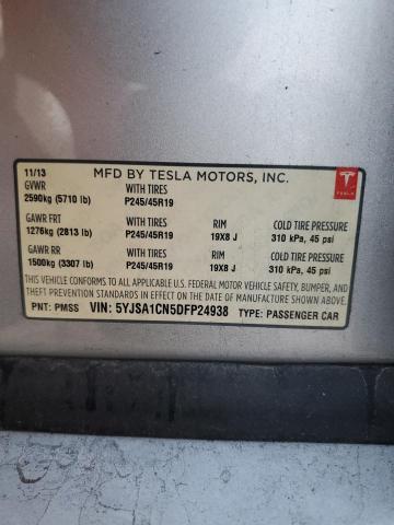 5YJSA1CN5DFP24938 - 2013 TESLA MODEL S SILVER photo 12