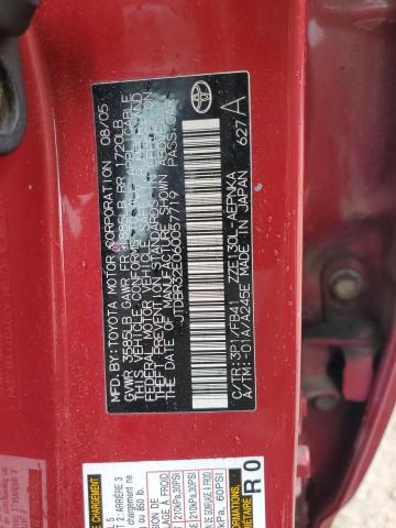 JTDBR32E060057719 - 2006 TOYOTA COROLLA CE RED photo 12
