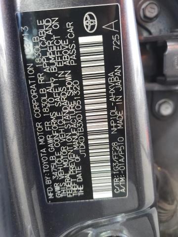 JTDKDTB3XD1051320 - 2013 TOYOTA PRIUS C 灰色 照片 12