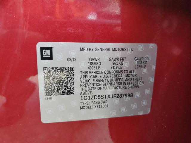 1G1ZD5STXJF287998 - 2018 CHEVROLET MALIBU LT RED photo 13