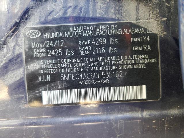 5NPEC4AC6DH535162 - 2013 HYUNDAI SONATA SE ლურჯი ფოტო 12