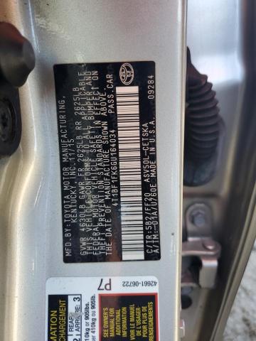 4T1BF1FK6GU164034 - 2016 TOYOTA CAMRY LE SILVER photo 12