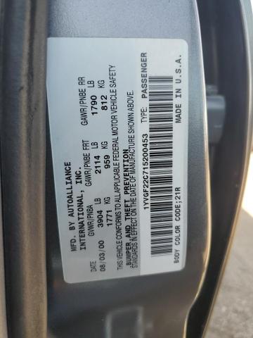 1YVGF22C715200453 - 2001 MAZDA 626 ES GRAY photo 12