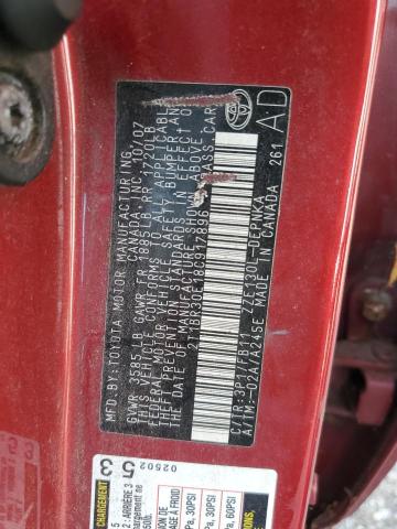 2T1BR30E18C917896 - 2008 TOYOTA COROLLA CE 红色 照片 12