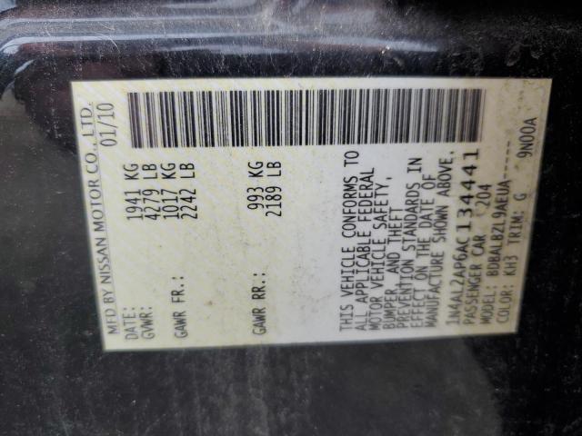 1N4AL2AP6AC134441 - 2010 NISSAN ALTIMA BASE შავი ფოტო 12