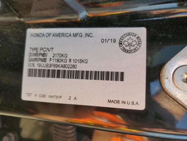 19UUB3F69KA802280 - 2019 ACURA TLX TECHNOLOGY შავი ფოტო 13