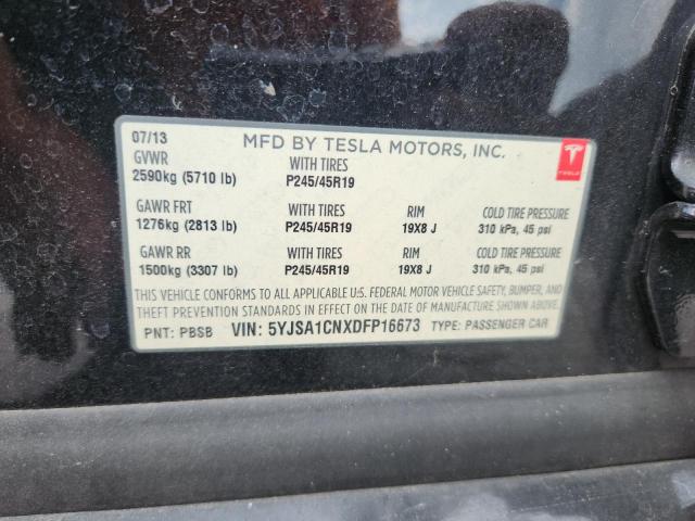 5YJSA1CNXDFP16673 - 2013 TESLA MODEL S Noir photo 12