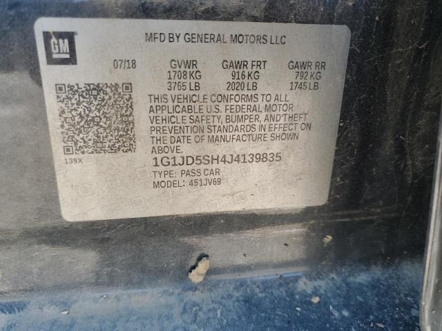 1G1JD5SH4J4139835 - 2018 CHEVROLET SONIC LT Գրաֆիտ լուսանկար 12