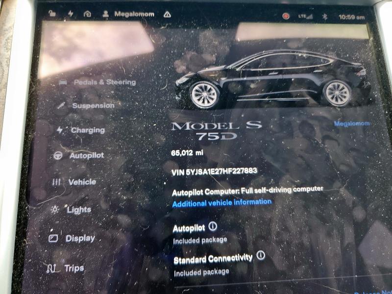 5YJSA1E27HF227883 - 2017 TESLA MODEL S Qara foto 9