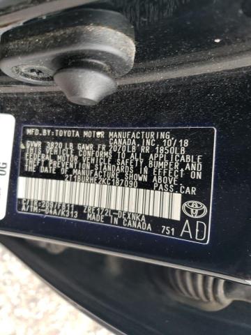 2T1BURHE2KC187090 - 2019 TOYOTA COROLLA L 黑色 照片 12