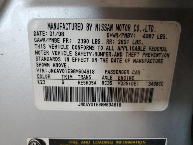 JNKAY01E98M604818 - 2008 INFINITI M35 BASE Gümüş foto 12