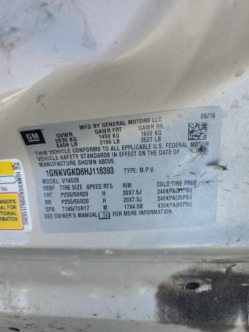 1GNKVGKD8HJ118393 - 2017 CHEVROLET TRAVERSE LT ოქროსფერი ფოტო 13