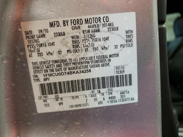 1FMCU0D74BKA34258 - 2011 FORD ESCAPE XLT Արծաթագույն լուսանկար 13